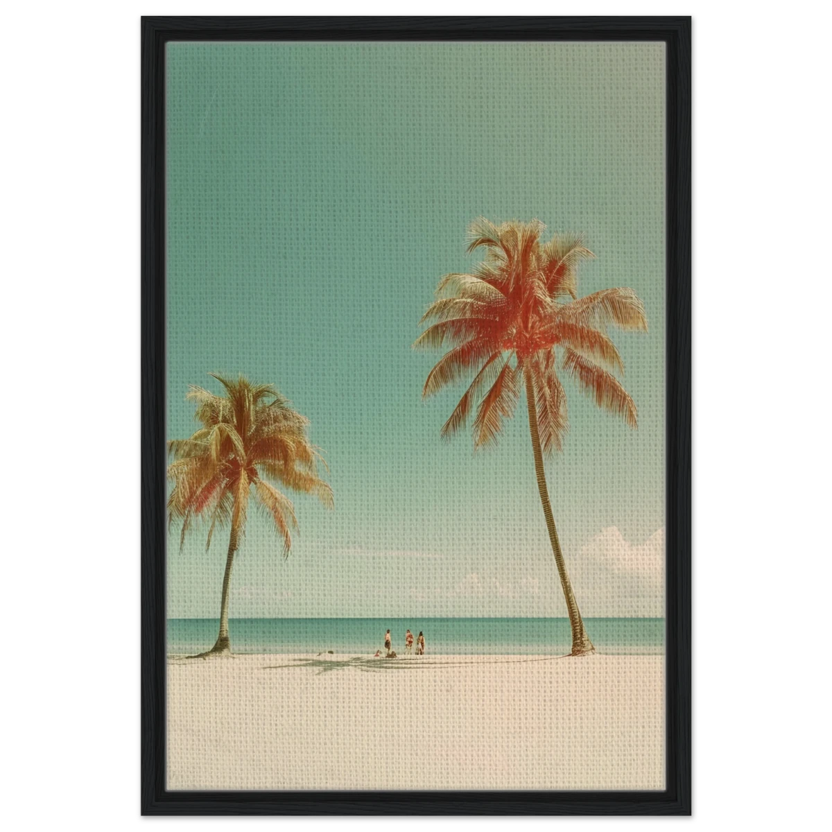 "Tropical Serenity" – A Coastal Escape | Palm Beach Wall art Print - 50x75 cm / 20x30″ - Framed Canvas - Black frame