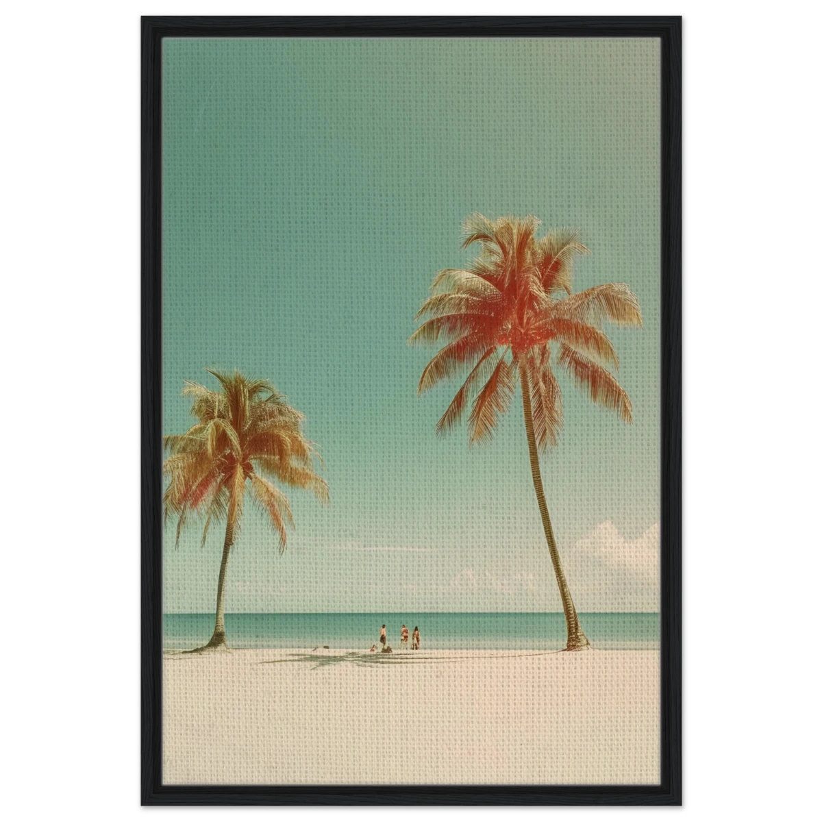 "Tropical Serenity" – A Coastal Escape | Palm Beach Wall art Print - 60x90 cm / 24x36″ - Framed Canvas - Black frame
