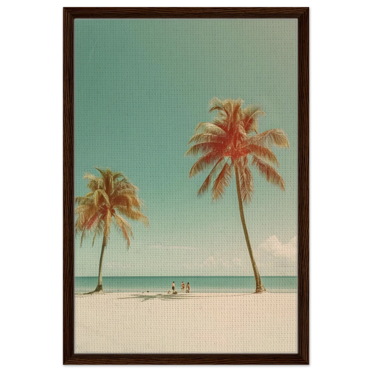 "Tropical Serenity" – A Coastal Escape | Palm Beach Wall art Print - 50x75 cm / 20x30″ - Framed Canvas - Dark wood frame