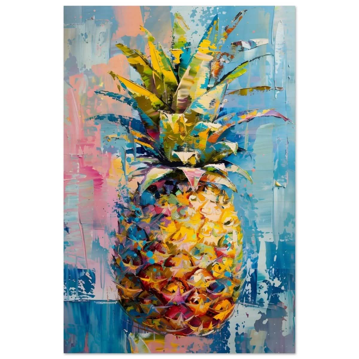 Tropical Vibes – Pineapple Burst | Abstract Expressionism - 40x60 cm / 16x24″ - Wood Prints -