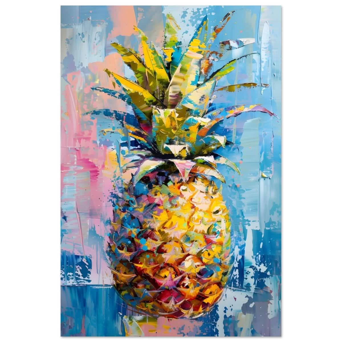 Tropical Vibes – Pineapple Burst | Abstract Expressionism - 60x90 cm / 24x36″ - Aluminum Print -