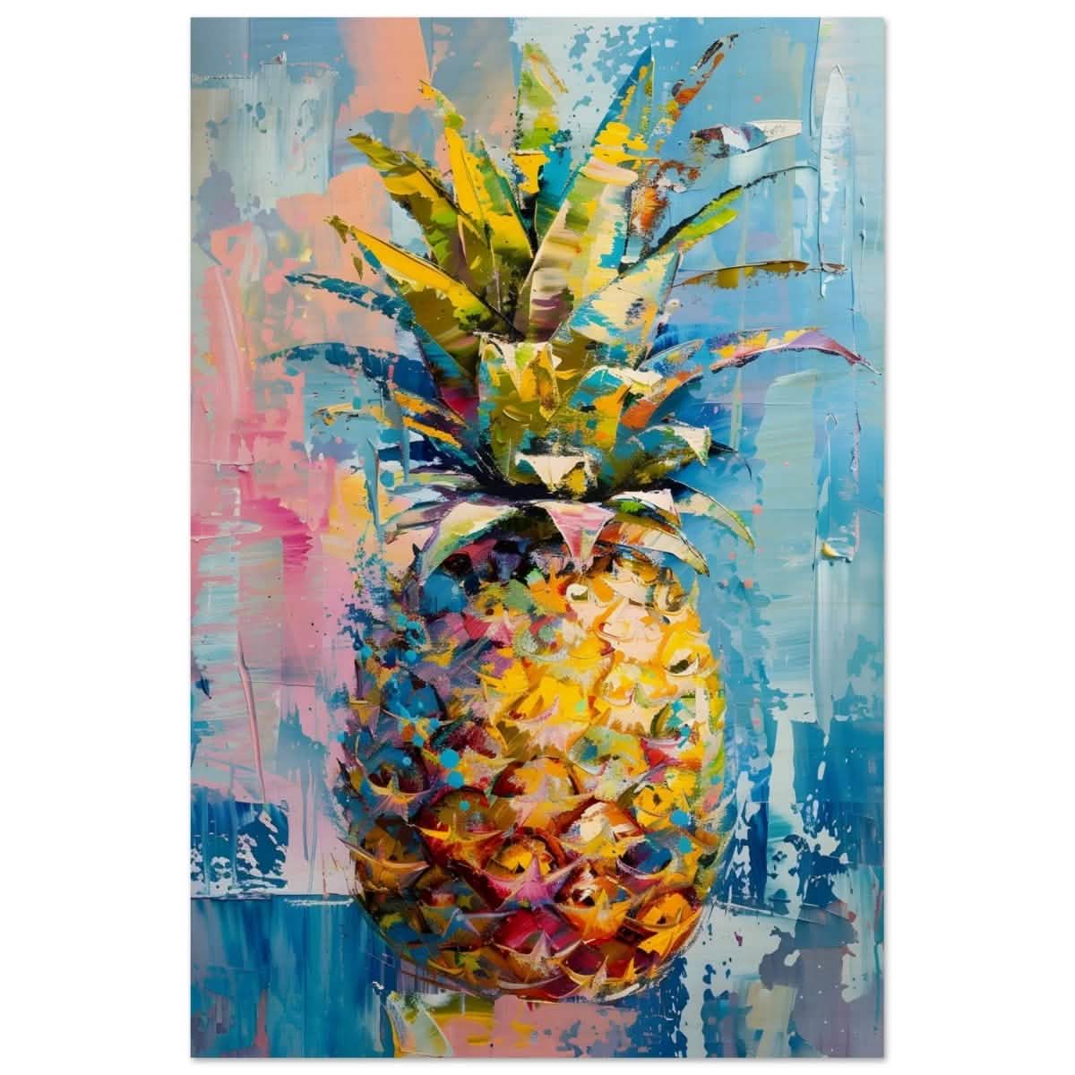 Tropical Vibes – Pineapple Burst | Abstract Expressionism - 60x90 cm / 24x36″ - Wood Prints -