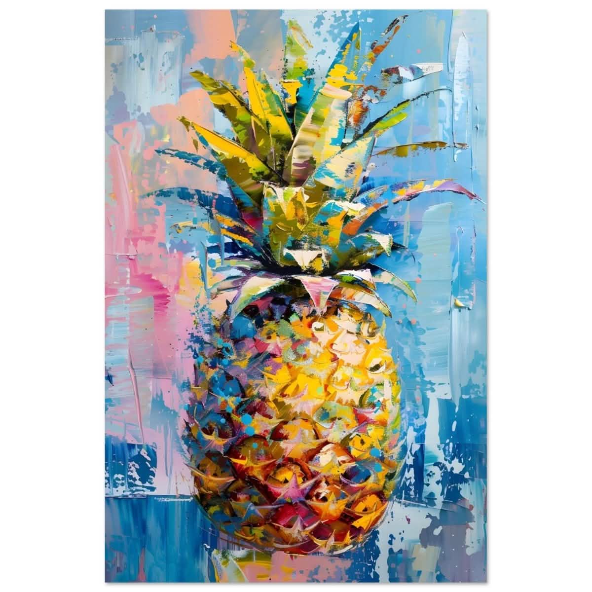 Tropical Vibes – Pineapple Burst | Abstract Expressionism - 30x45 cm / 12x18″ - Aluminum Print -
