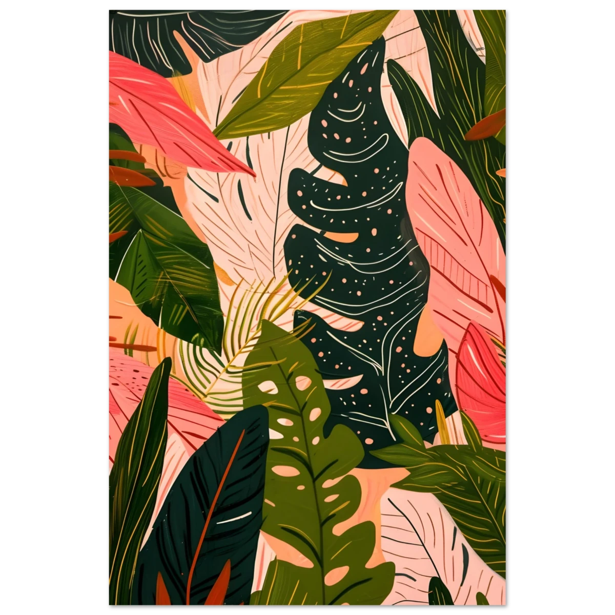 "Tropical Whispers" – A Lush Botanical Escape | Contemporary Botanical Art Wall art print - 30x45 cm / 12x18″ - Aluminum Print -