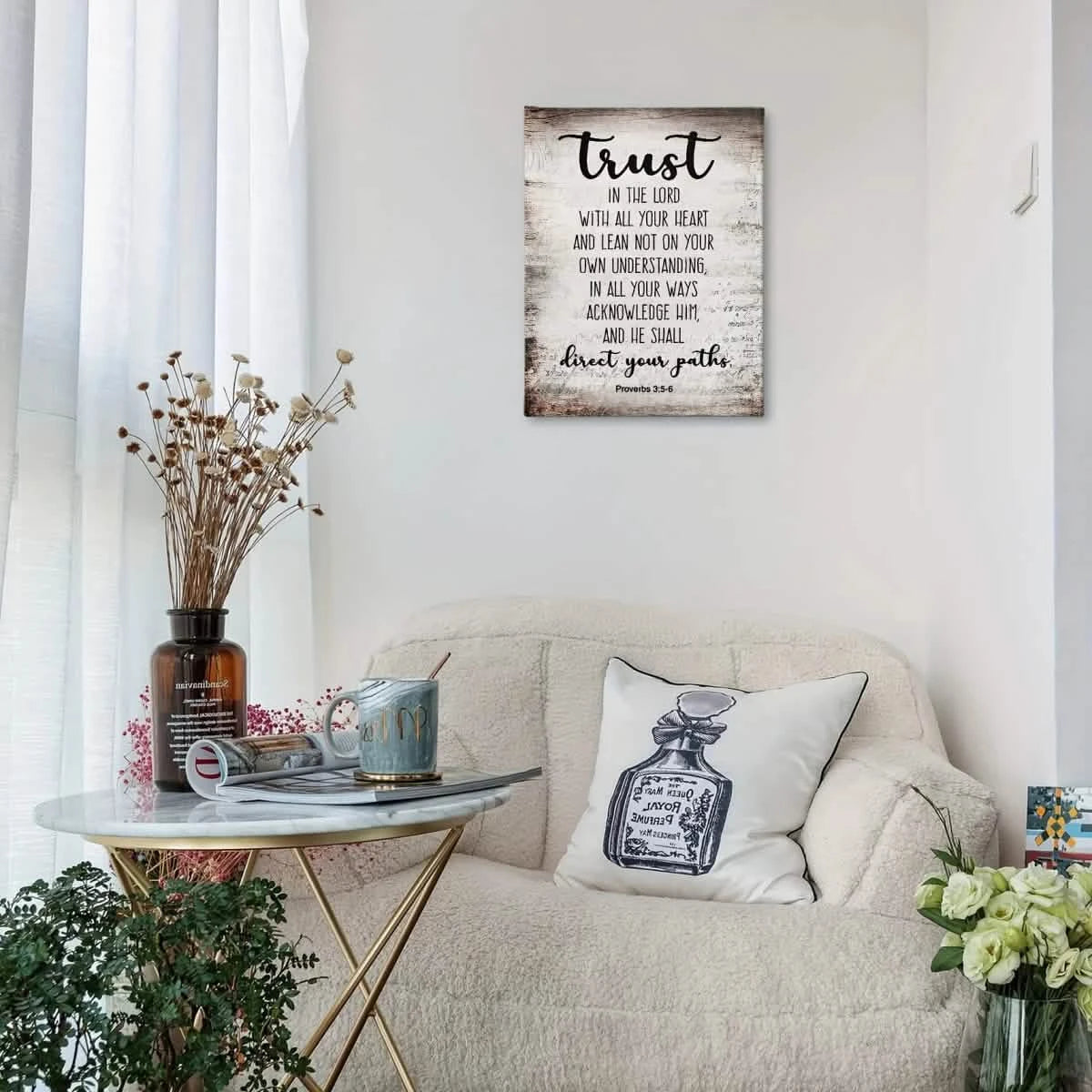 Trust in Divine Guidance – Proverbs 3:5 - 6 | Wall Art Print - 30x45 cm / 12x18″ - Canvas -