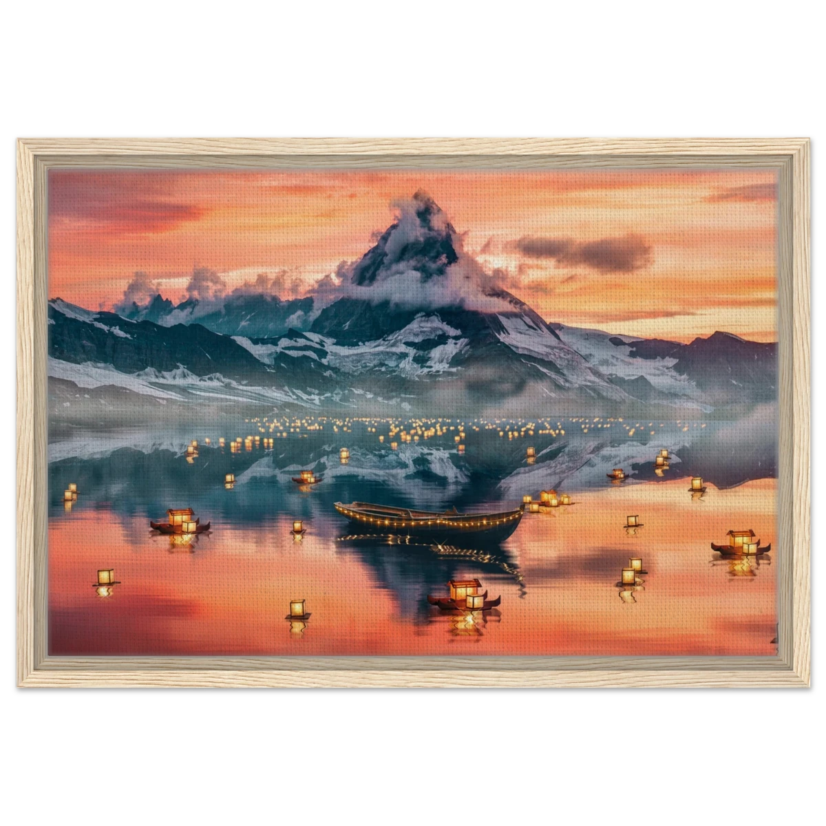 Twilight Serenity | Lanterns of Reflection | Photography and Natural Beauty Art Print - 40x60 cm / 16x24″ - Framed Canvas - Wood frame