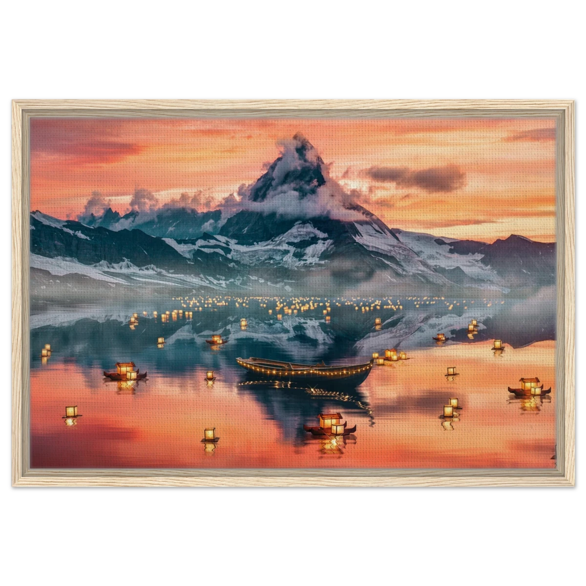Twilight Serenity | Lanterns of Reflection | Photography and Natural Beauty Art Print - 50x75 cm / 20x30″ - Framed Canvas - Wood frame