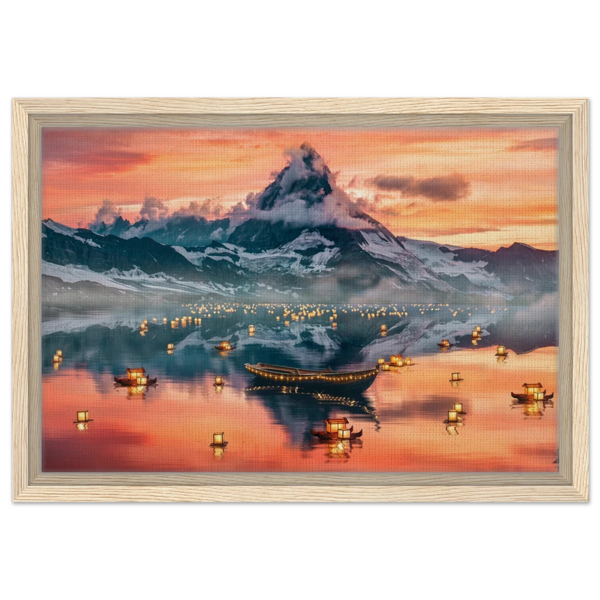 Twilight Serenity | Lanterns of Reflection | Photography and Natural Beauty Art Print - 30x45 cm / 12x18″ - Framed Canvas - Wood frame