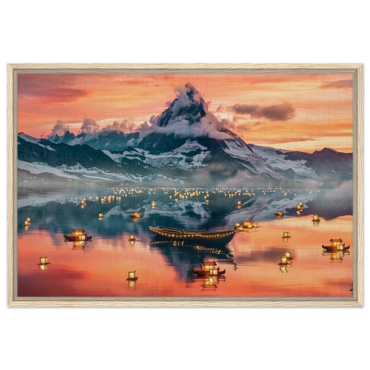 Twilight Serenity | Lanterns of Reflection | Photography and Natural Beauty Art Print - 60x90 cm / 24x36″ - Framed Canvas - Wood frame