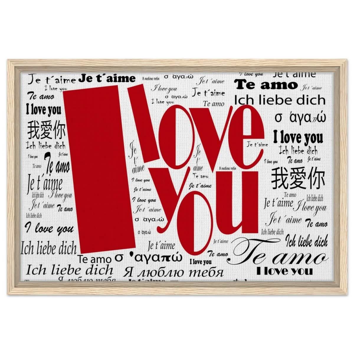 Universal Affection - I Love You in Every Language | Digital Pop Art - Framed Canvas - 40x60 cm / 16x24″ - Wood frame