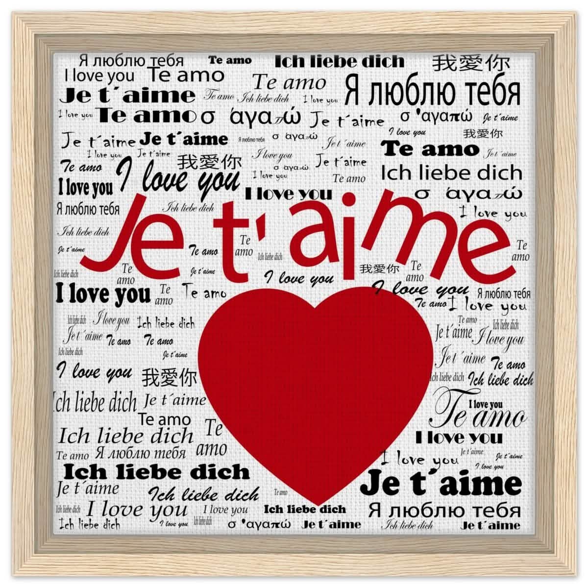 Universal Affection - I Love You in Every Language | Square | Digital Pop Art - Framed Canvas - 30x30 cm / 12x12″ - Wood frame