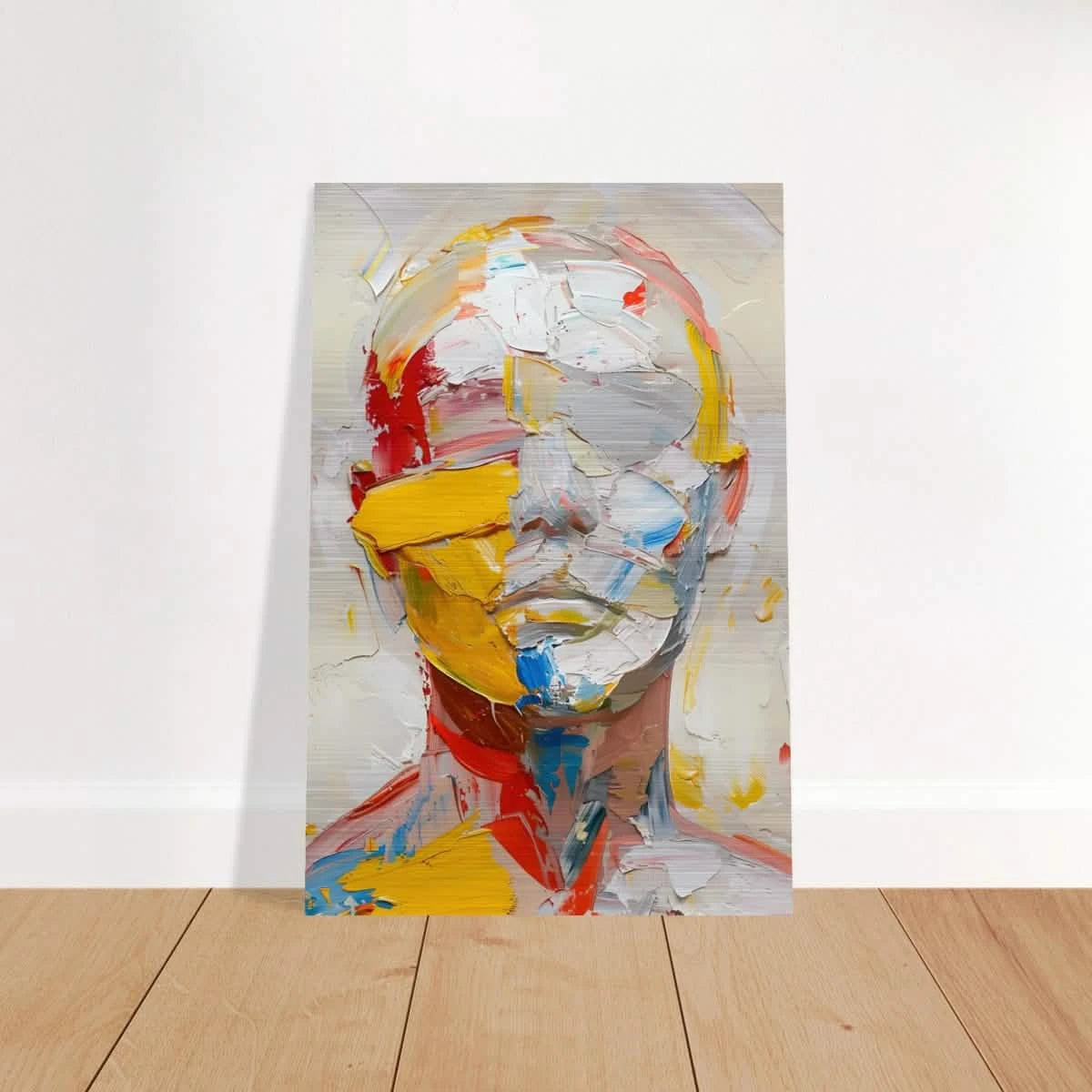 "Unspoken Layers" – Abstract Expressionist Portrait | Wall Art Print - Brushed Aluminum Print - 50x75 cm / 20x30″ -