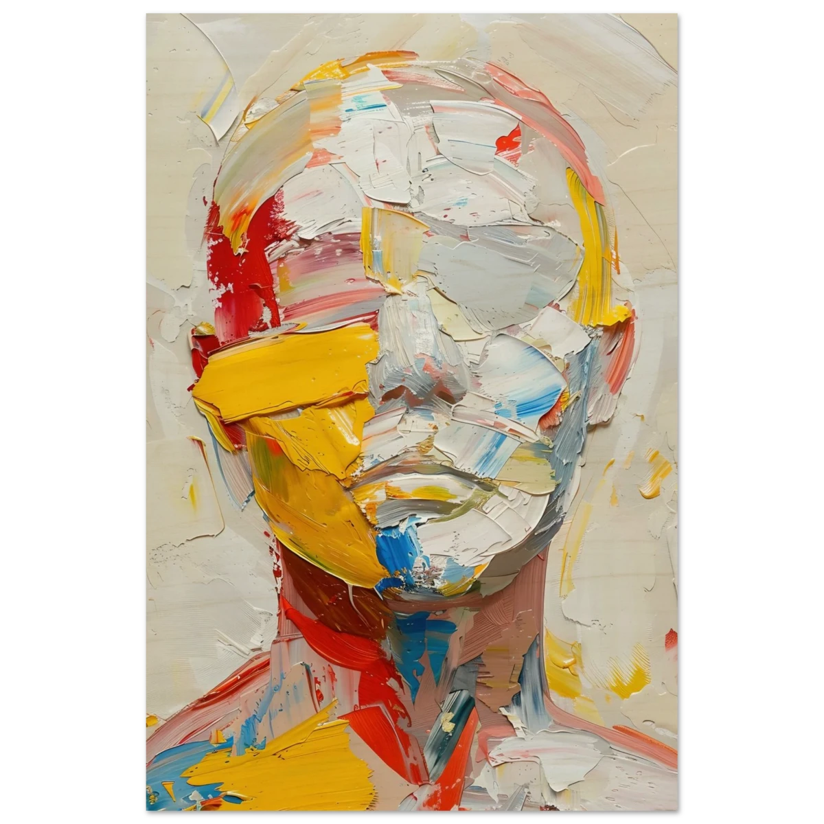 "Unspoken Layers" – Abstract Expressionist Portrait | Wall Art Print - Wood Prints - 40x60 cm / 16x24″ - 10 mm