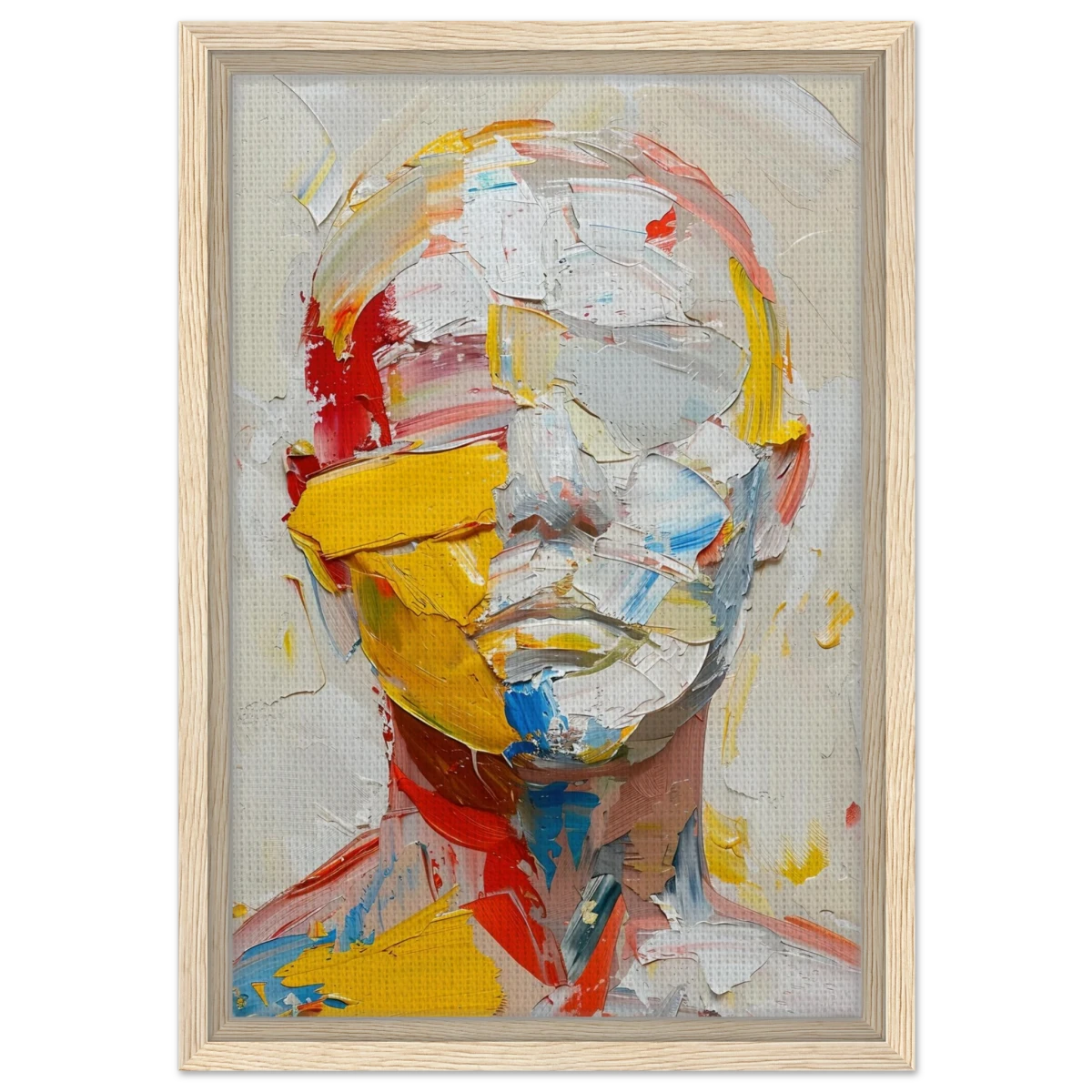 "Unspoken Layers" – Abstract Expressionist Portrait | Wall Art Print - Framed Canvas - 30x45 cm / 12x18″ - Wood frame