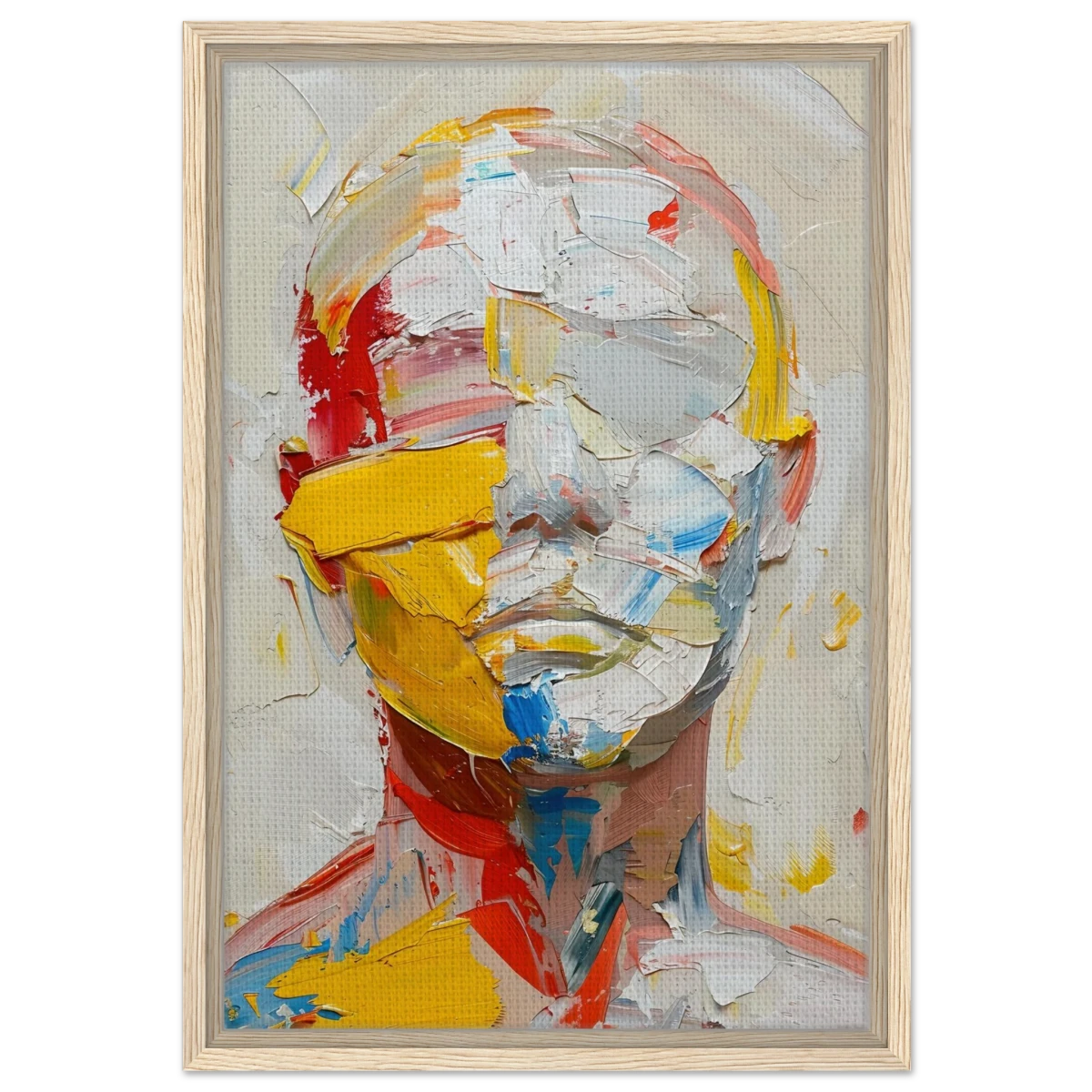 "Unspoken Layers" – Abstract Expressionist Portrait | Wall Art Print - Framed Canvas - 40x60 cm / 16x24″ - Wood frame