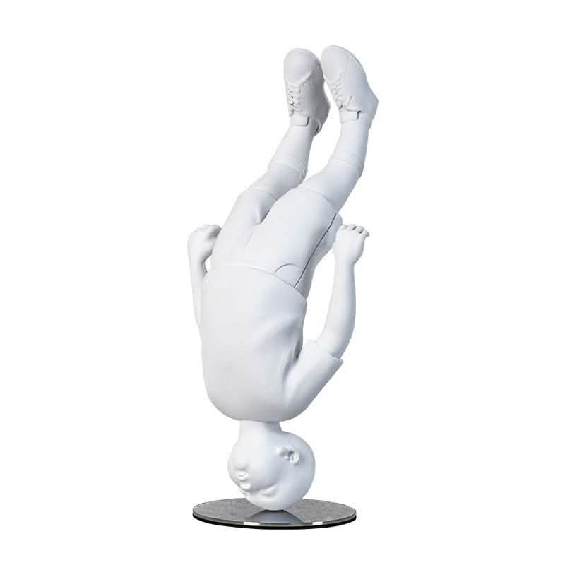 Upside Down Boy Sculpture – Modern Abstract White Resin Figurine for Creative Home & Contemporary Art Décor - Upside Down Boy Ornament -