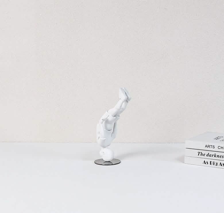 Upside Down Boy Sculpture – Modern Abstract White Resin Figurine for Creative Home & Contemporary Art Décor - Upside Down Boy Ornament -