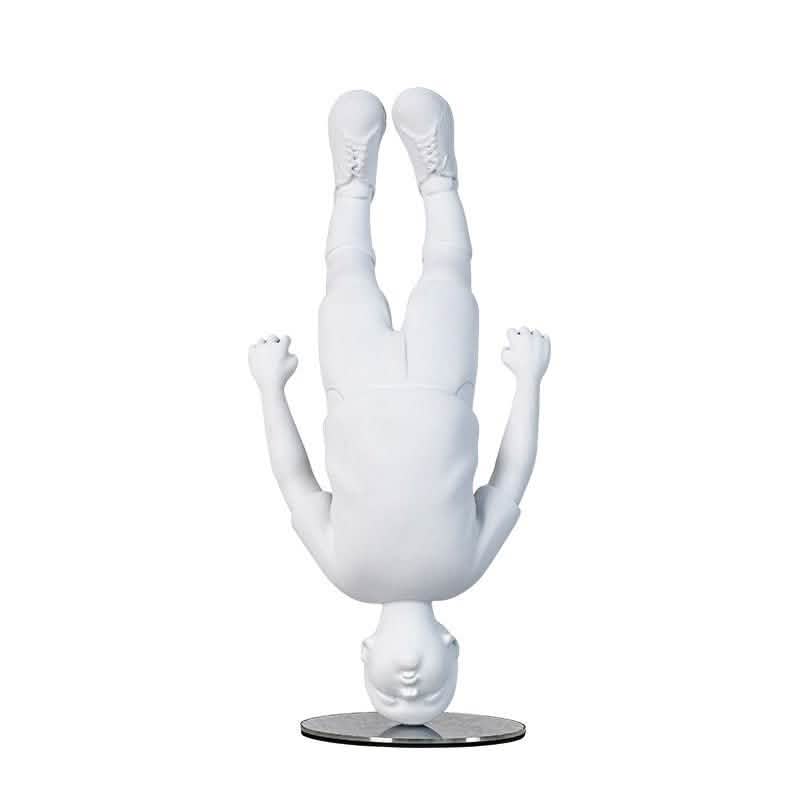 Upside Down Boy Sculpture – Modern Abstract White Resin Figurine for Creative Home & Contemporary Art Décor - Upside Down Boy Ornament -