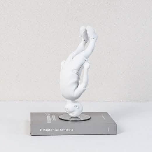 Upside Down Boy Sculpture – Modern Abstract White Resin Figurine for Creative Home & Contemporary Art Décor - Upside Down Boy Ornament -