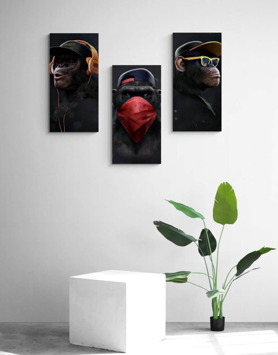 Urban Jungle Trio: Gorilla Vibes Canvas Bundle 50 x 100 CM -