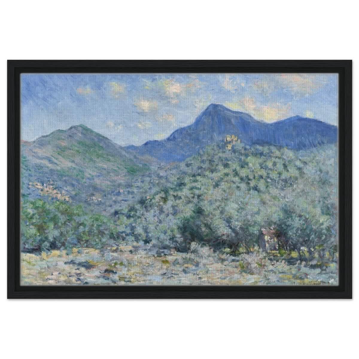 Valle Buona, Near Bordighera (1884) by Claude Monet | wall art print - 40x60 cm / 16x24″ - Framed Canvas - Black frame