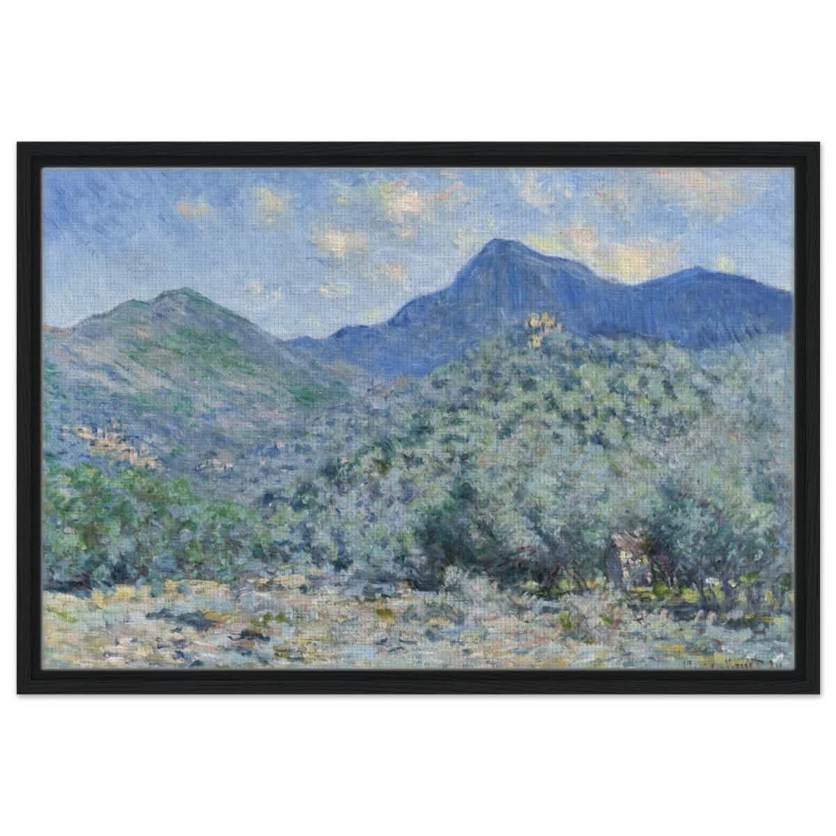 Valle Buona, Near Bordighera (1884) by Claude Monet | wall art print - 50x75 cm / 20x30″ - Framed Canvas - Black frame
