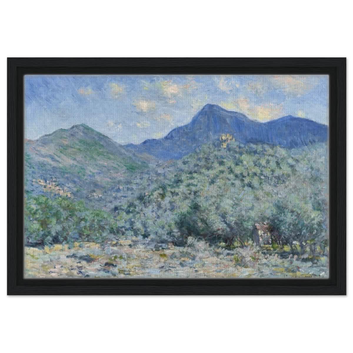 Valle Buona, Near Bordighera (1884) by Claude Monet | wall art print - 30x45 cm / 12x18″ - Framed Canvas - Black frame