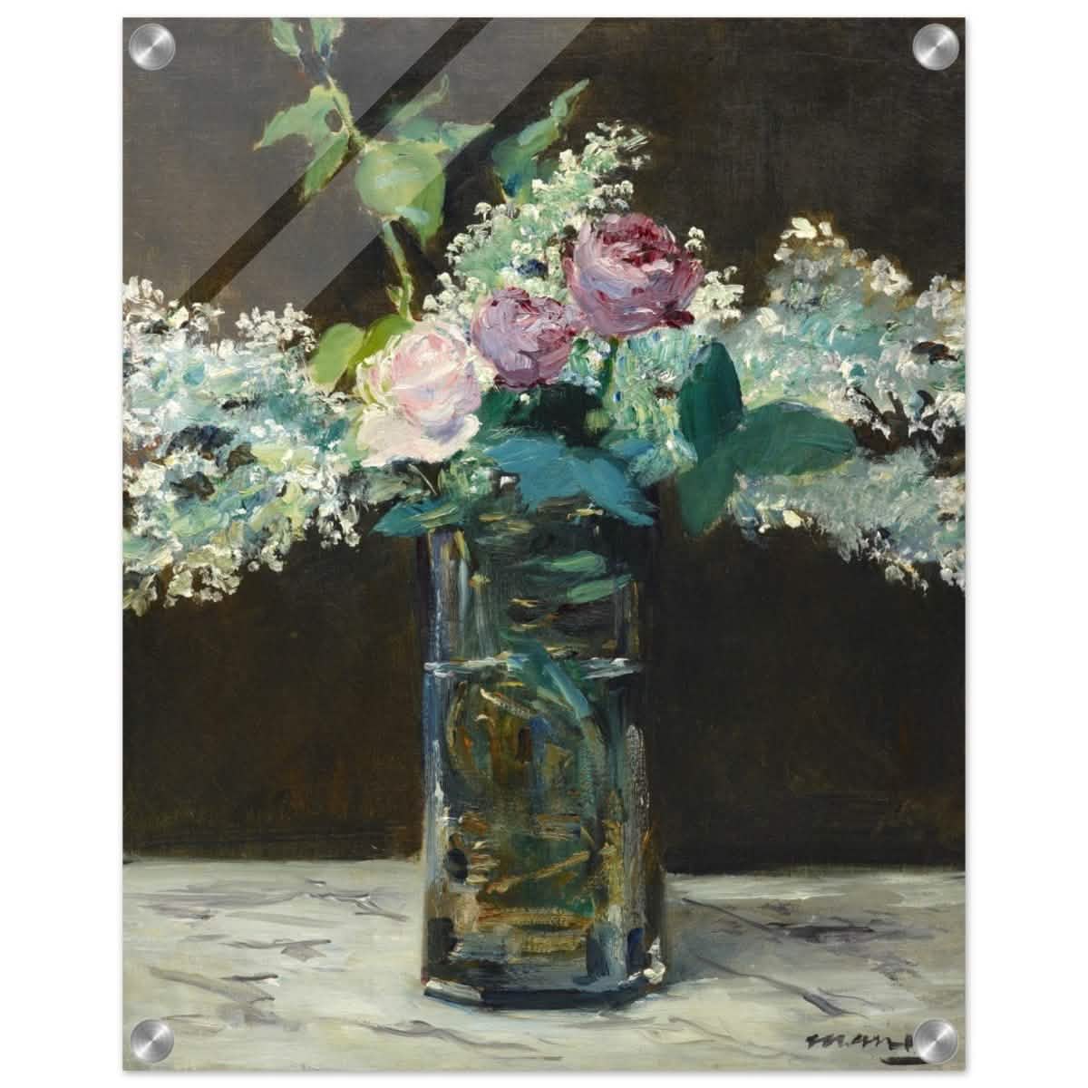 Vase of White Lilacs and Roses (1883) by Edouard Manet | wall art print - 40x50 cm / 16x20″ - Acrylic Print -
