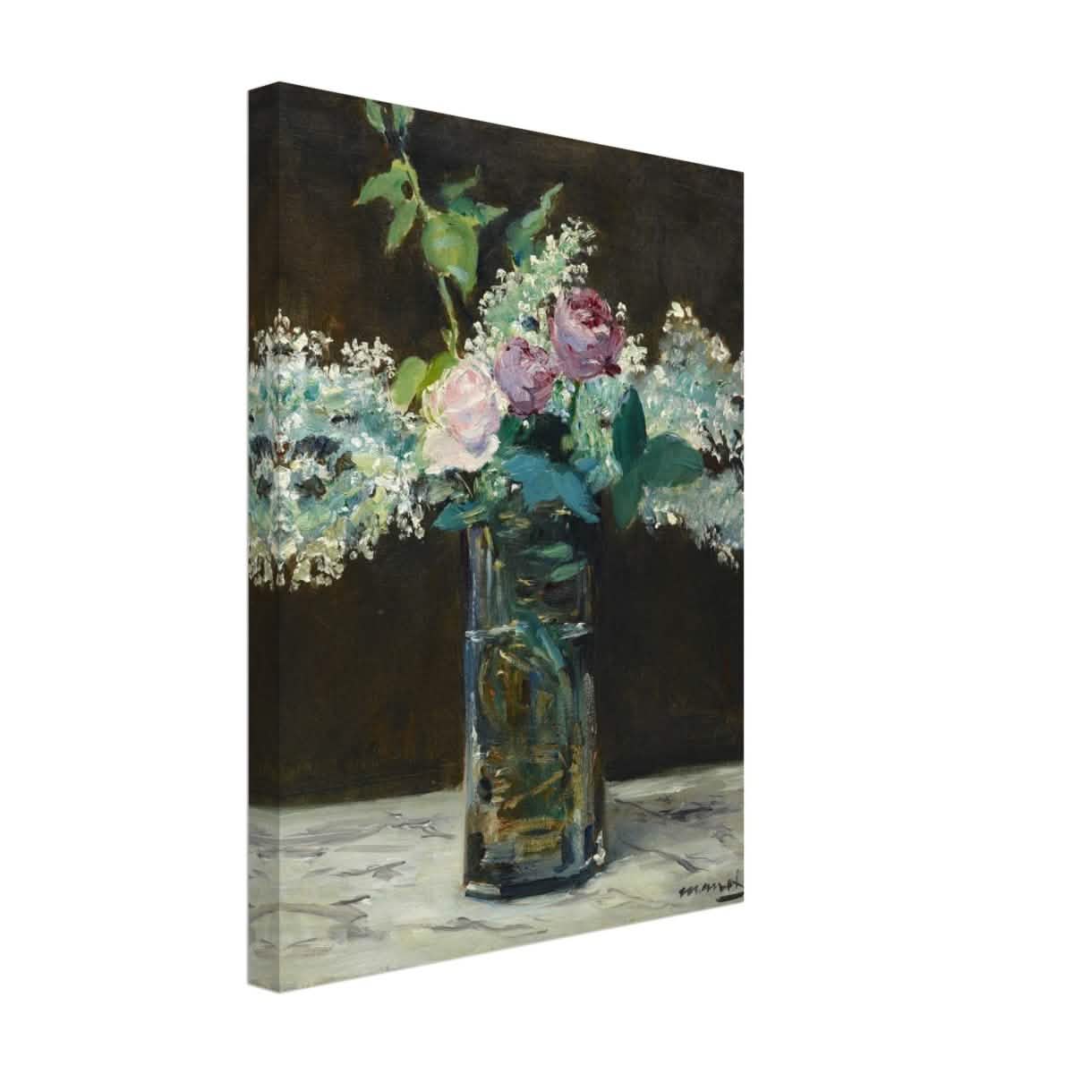 Vase of White Lilacs and Roses (1883) by Edouard Manet | wall art print - 30x40 cm / 12x16″ - Canvas -