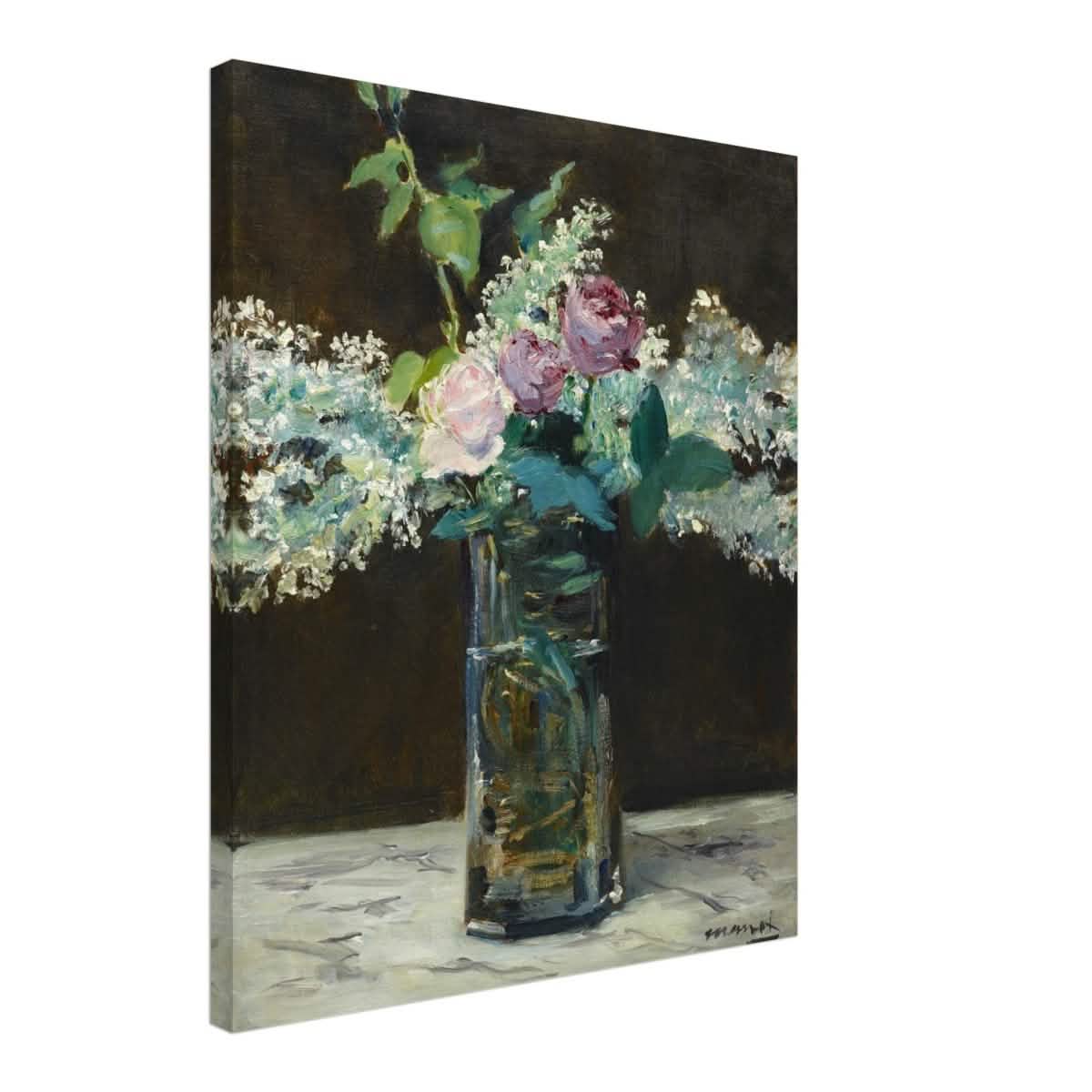 Vase of White Lilacs and Roses (1883) by Edouard Manet | wall art print - 50x60 cm / 20x24″ - Canvas -
