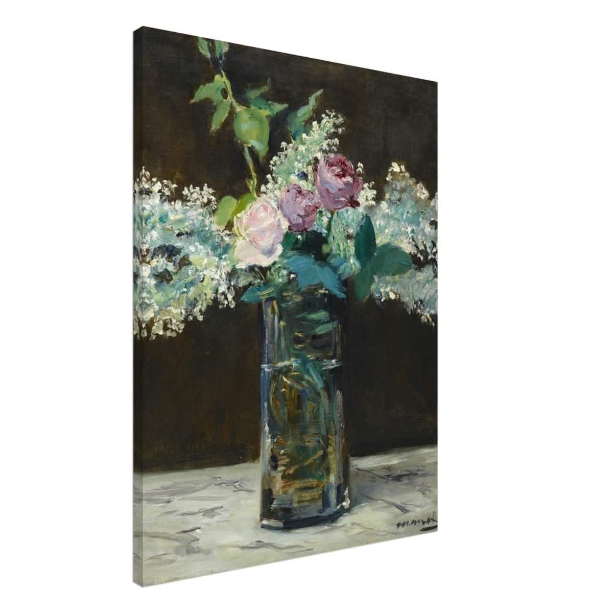 Vase of White Lilacs and Roses (1883) by Edouard Manet | wall art print - 60x80 cm / 24x32″ - Canvas -