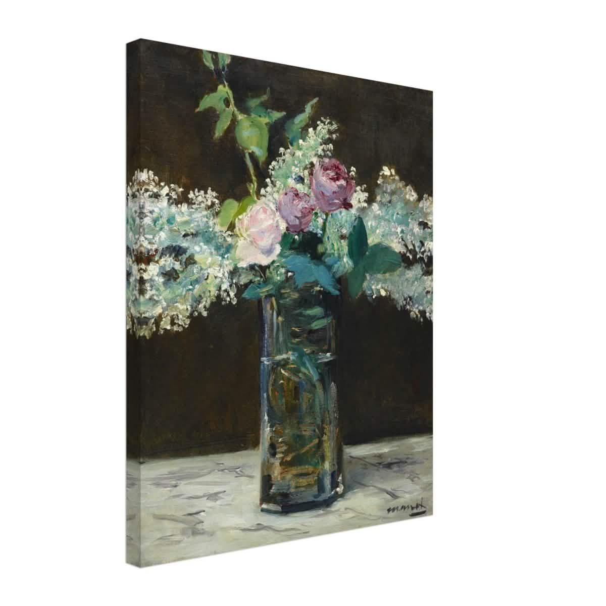 Vase of White Lilacs and Roses (1883) by Edouard Manet | wall art print - 40x50 cm / 16x20″ - Canvas -