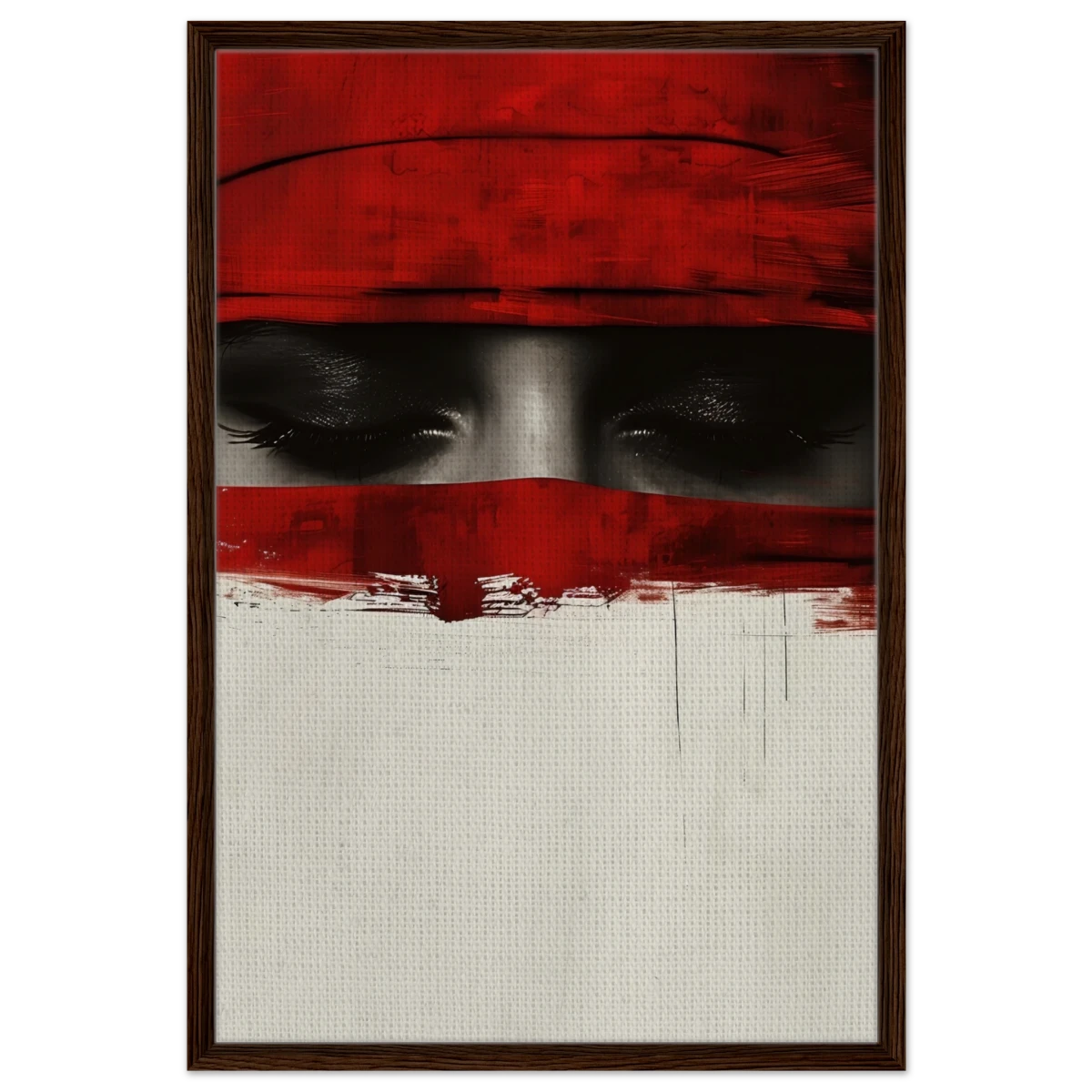 Veil of Secrets | Abstract Expressionism Wall art print - 60x90 cm / 24x36″ - Framed Canvas - Dark wood frame