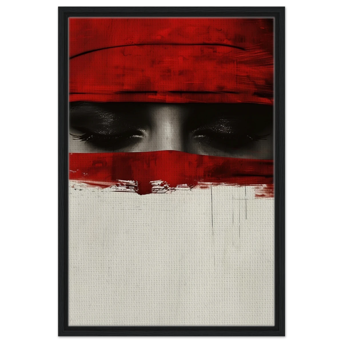 Veil of Secrets | Abstract Expressionism Wall art print - 50x75 cm / 20x30″ - Framed Canvas - Black frame