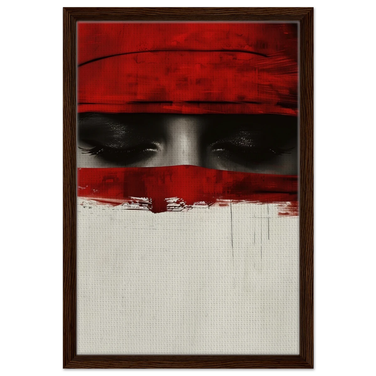 Veil of Secrets | Abstract Expressionism Wall art print - 40x60 cm / 16x24″ - Framed Canvas - Dark wood frame