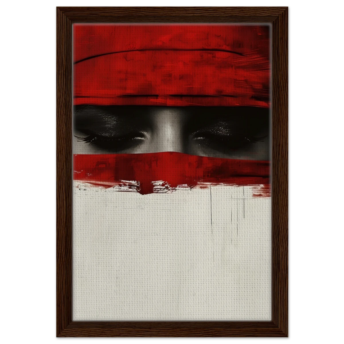 Veil of Secrets | Abstract Expressionism Wall art print - 30x45 cm / 12x18″ - Framed Canvas - Dark wood frame