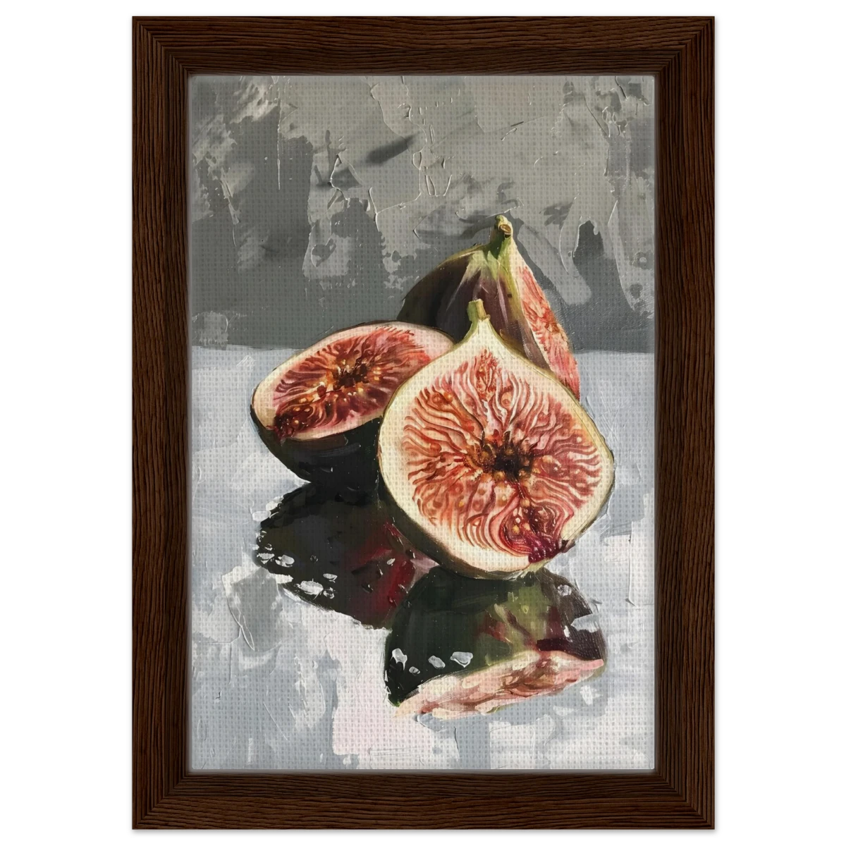 “Velvet Figs” | Wall Art Print - Framed Canvas - 20x30 cm / 8x12″ - Dark wood frame