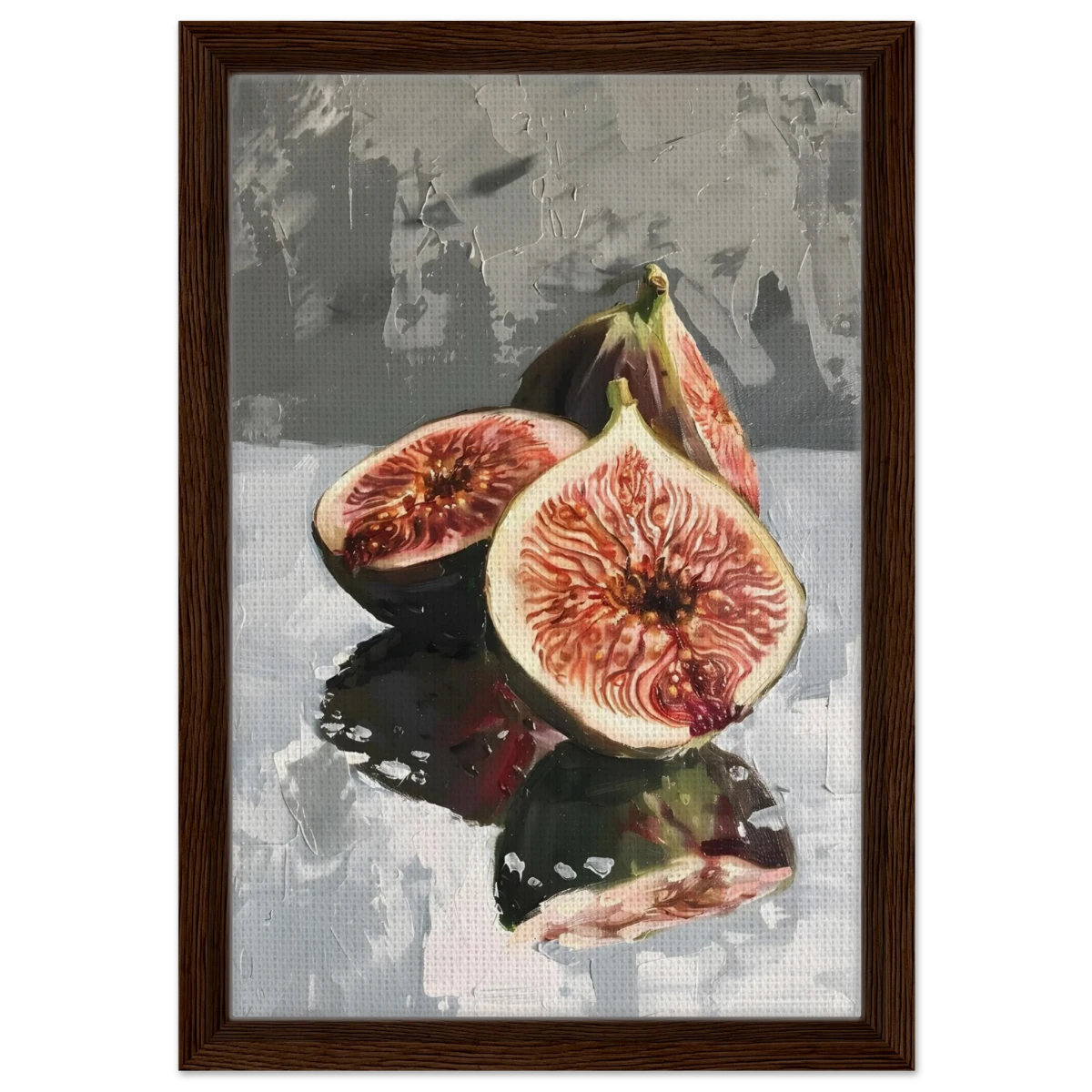 “Velvet Figs” | Wall Art Print - Framed Canvas - 30x45 cm / 12x18″ - Dark wood frame