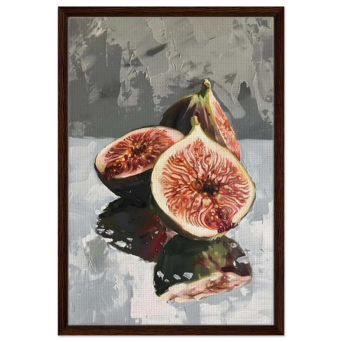 “Velvet Figs” | Wall Art Print - Framed Canvas - 50x75 cm / 20x30″ - Dark wood frame