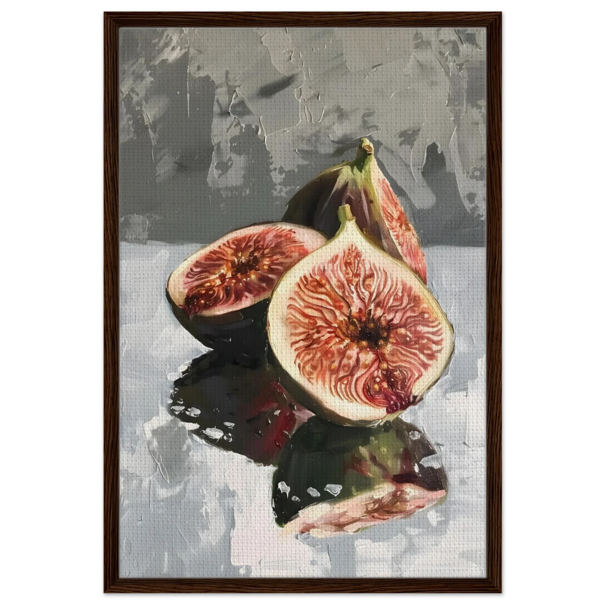 “Velvet Figs” | Wall Art Print - Framed Canvas - 60x90 cm / 24x36″ - Dark wood frame