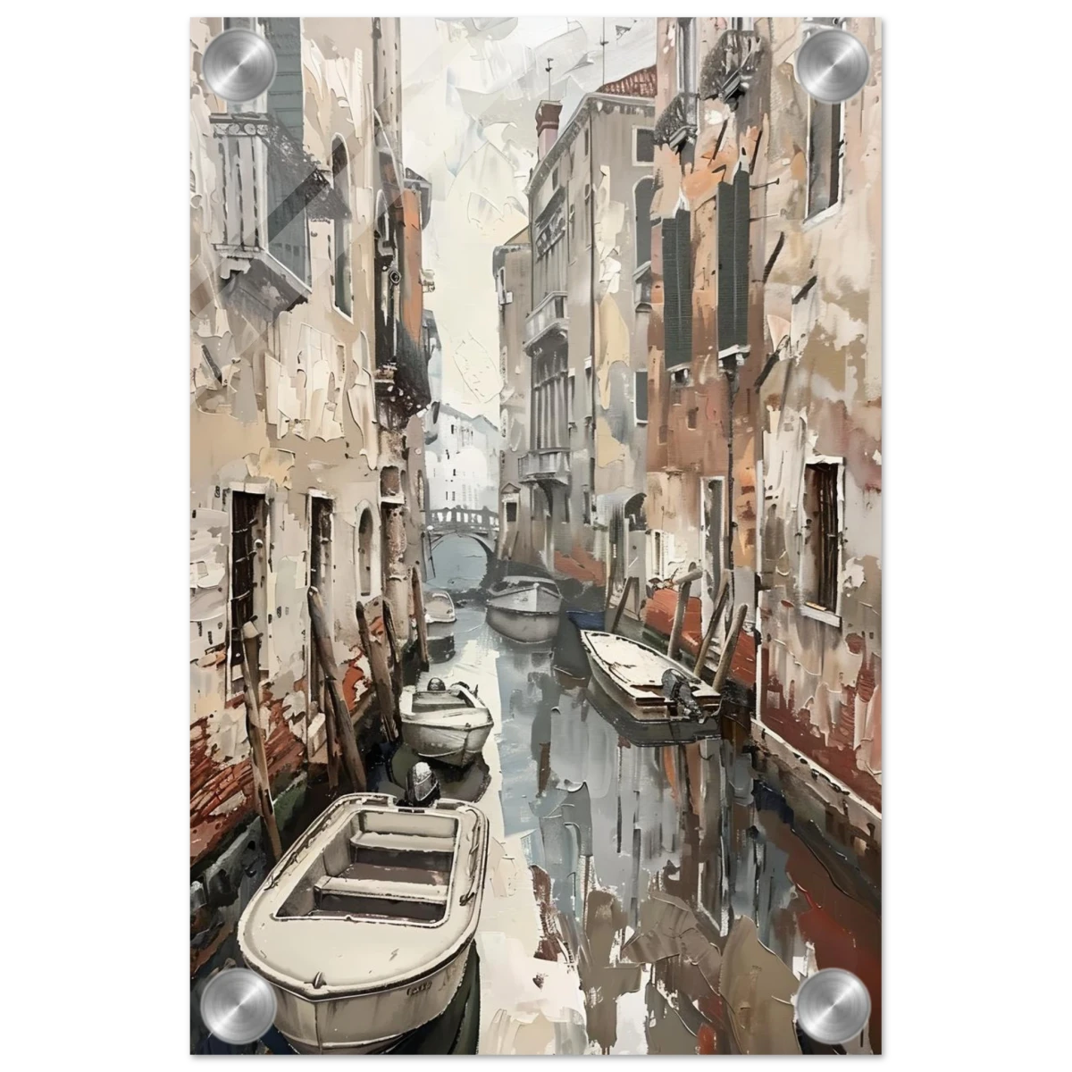 Venetian Canal Serenity – Gondola Boats Wall Art Print - Acrylic Print - 20x30 cm / 8x12″ -