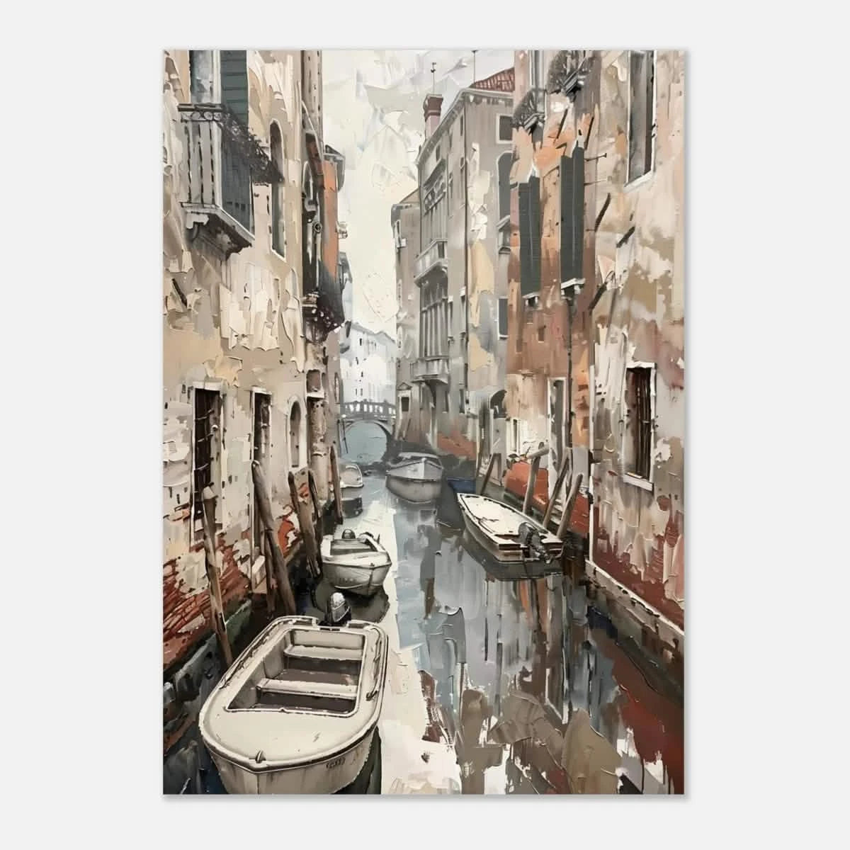 Venetian Canal Serenity – Gondola Boats Wall Art Print - Aluminum Print - 70x100 cm / 28x40″ -