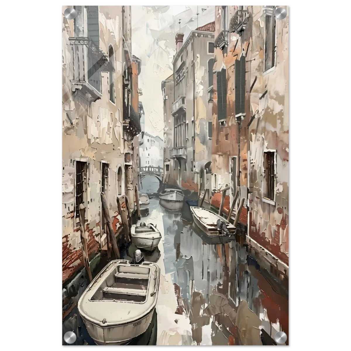 Venetian Canal Serenity – Gondola Boats Wall Art Print - Acrylic Print - 40x60 cm / 16x24″ -