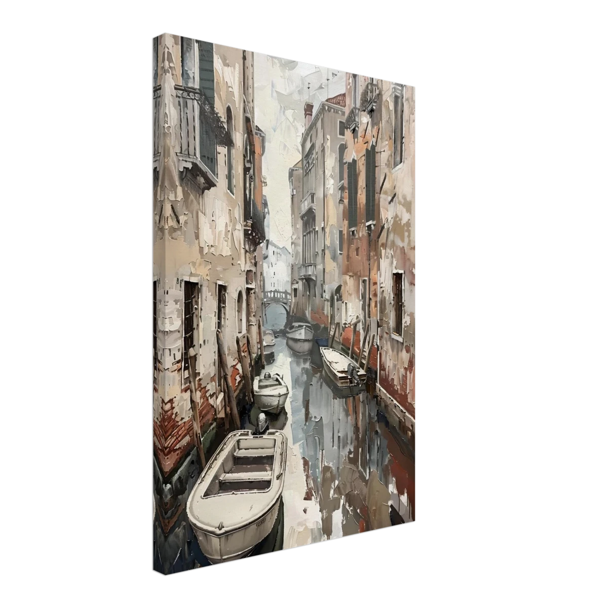 Venetian Canal Serenity – Gondola Boats Wall Art Print - Canvas - 40x60 cm / 16x24″ -