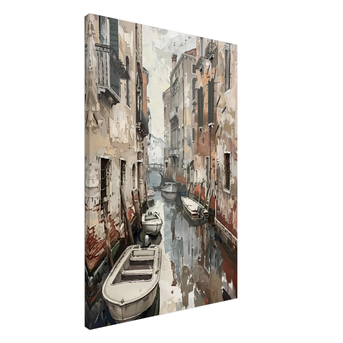 Venetian Canal Serenity – Gondola Boats Wall Art Print - Canvas - 60x90 cm / 24x36″ -