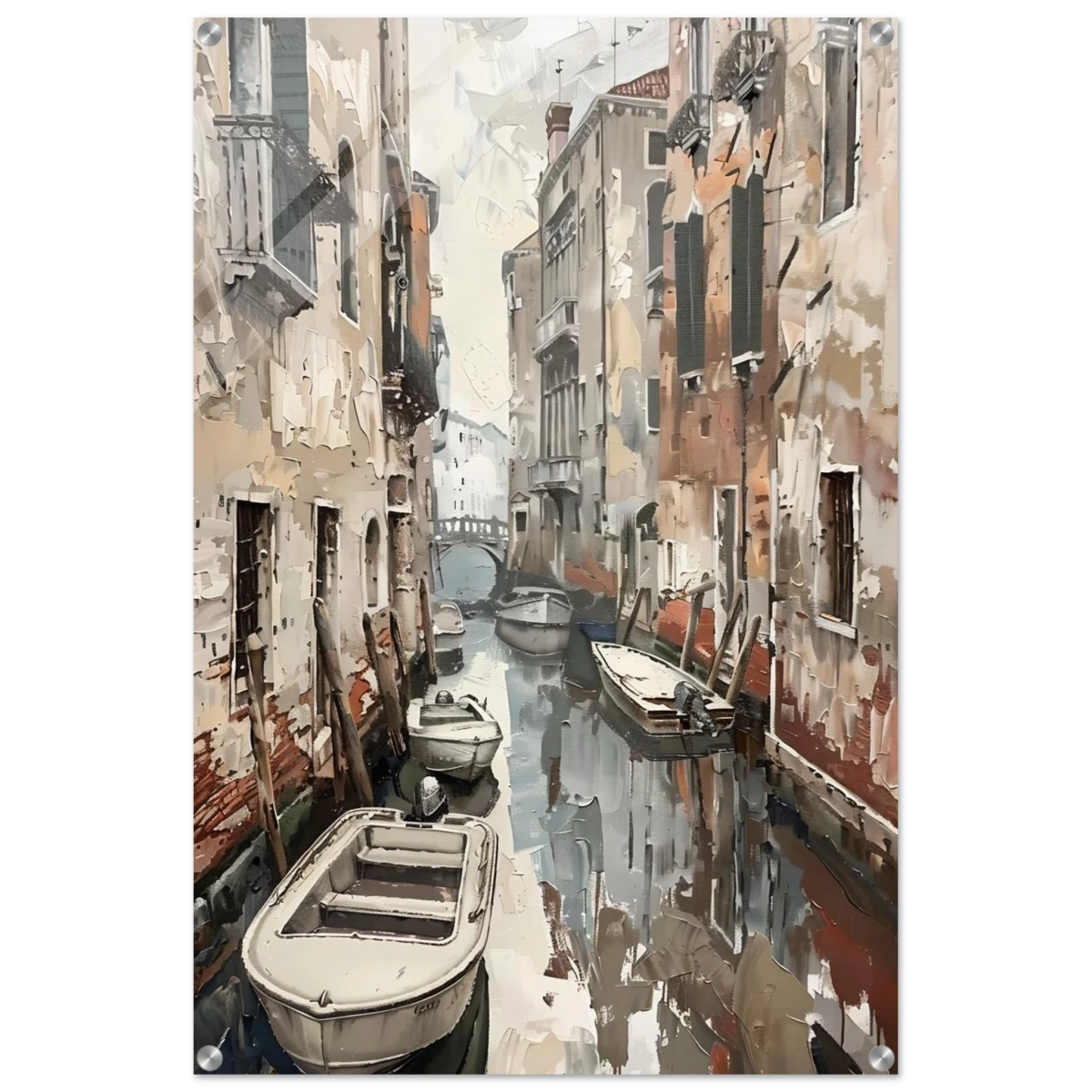 Venetian Canal Serenity – Gondola Boats Wall Art Print - Acrylic Print - 60x90 cm / 24x36″ -
