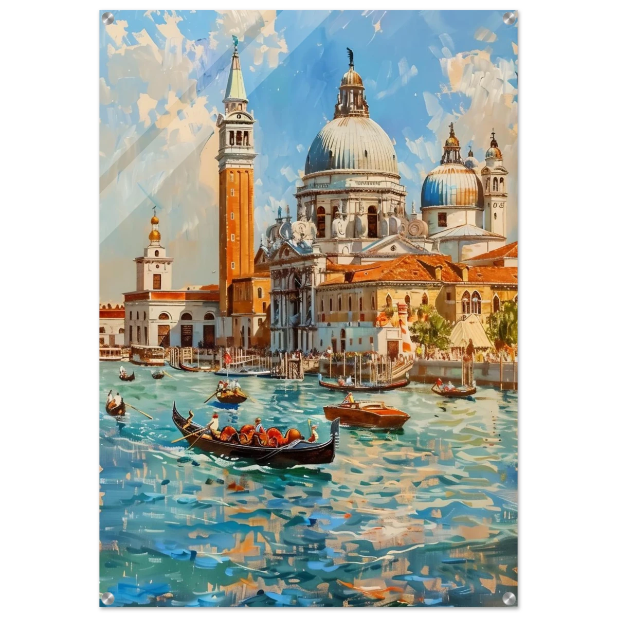 Venetian Grandeur – Gondolas on the Grand Canal Wall Art Print - Acrylic Print - 70x100 cm / 28x40″ -