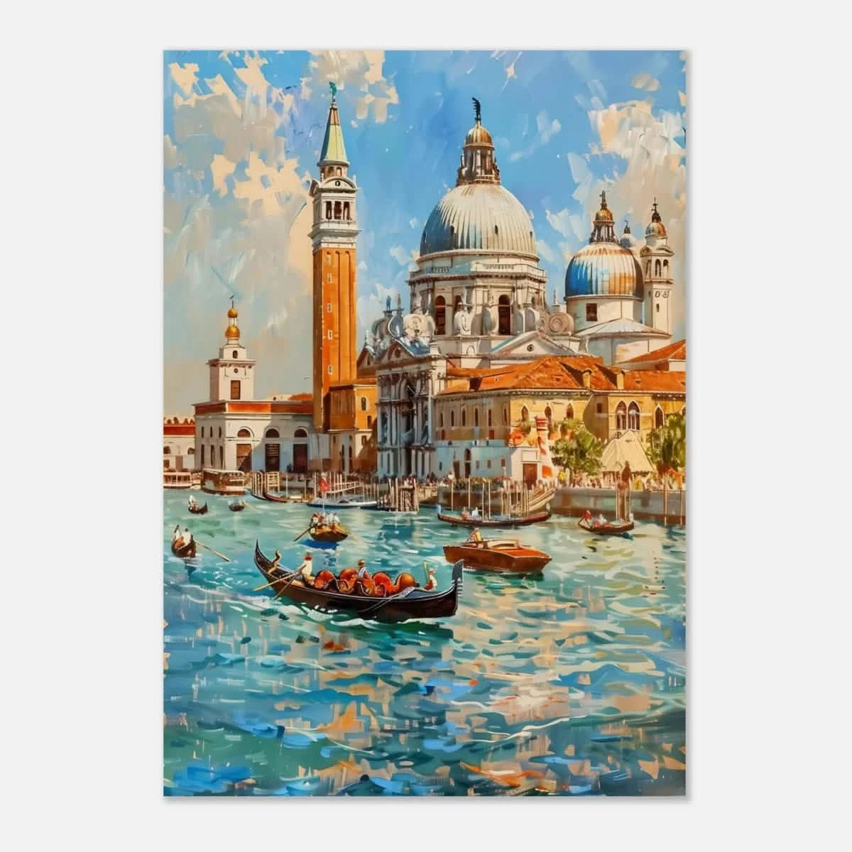 Venetian Grandeur – Gondolas on the Grand Canal Wall Art Print - Aluminum Print - 70x100 cm / 28x40″ -