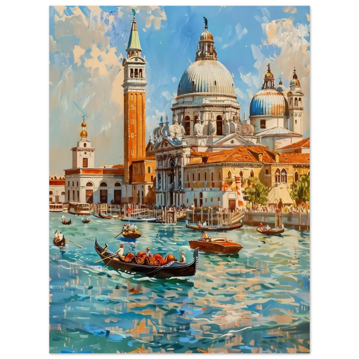 Venetian Grandeur – Gondolas on the Grand Canal Wall Art Print - Fine Art Poster - 45x60 cm / 18x24″ -