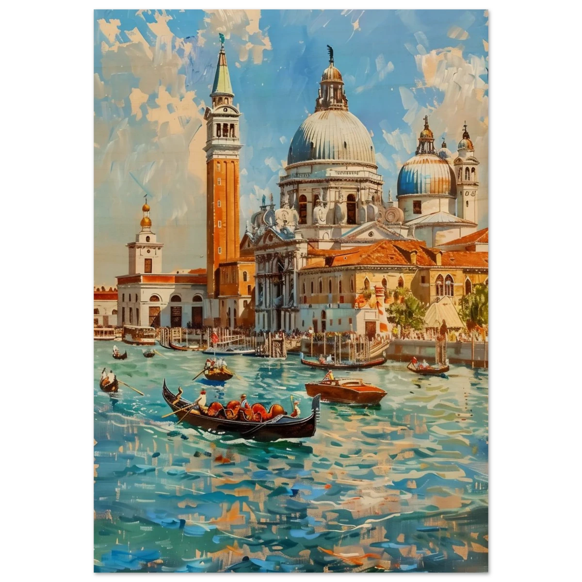 Venetian Grandeur – Gondolas on the Grand Canal Wall Art Print - Wood Prints - 70x100 cm / 28x40″ -